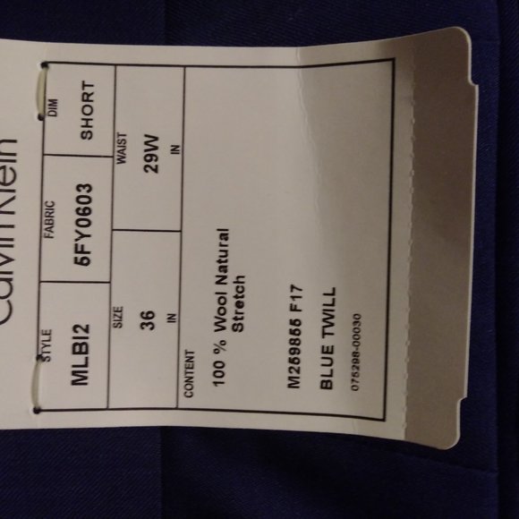 Calvin Klein Slim Fit Blue Suit Jacket & Pants - Picture 3 of 6